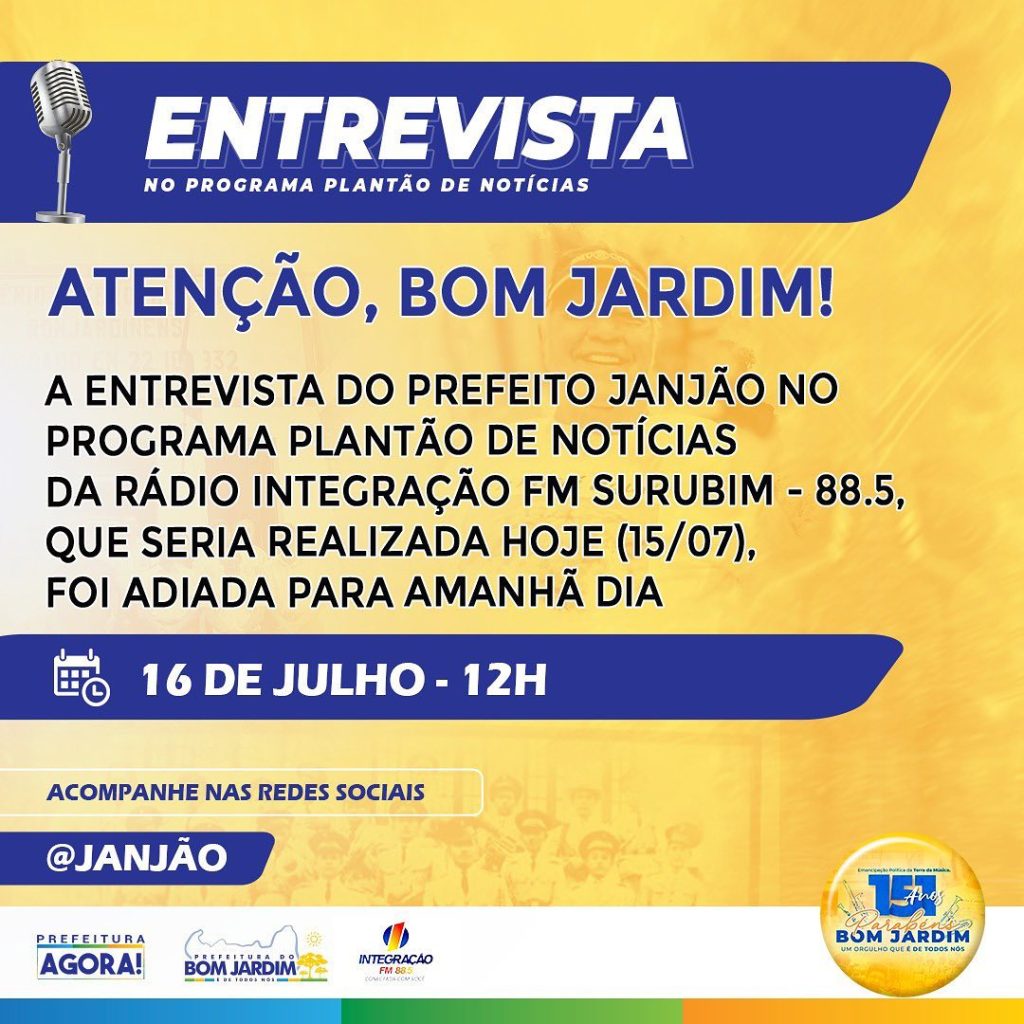 ENTREVISTA PREFEITO JANJÃO – Prefeitura Municipal de Bom Jardim